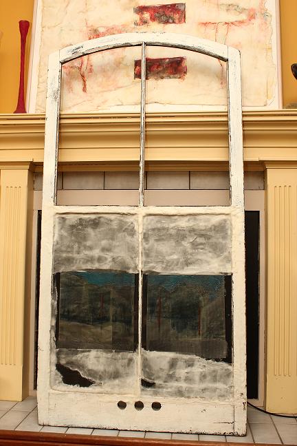Encaustic on Old Window Frame