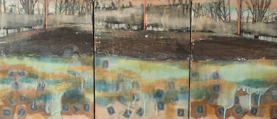Landscape with 50 Stamps - Triptych